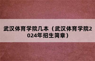 武汉体育学院几本（武汉体育学院2024年招生简章）