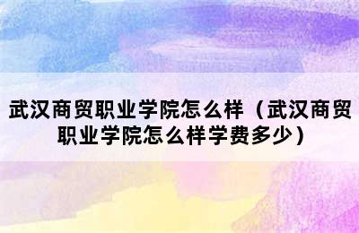 武汉商贸职业学院怎么样（武汉商贸职业学院怎么样学费多少）