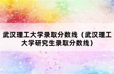 武汉理工大学录取分数线（武汉理工大学研究生录取分数线）