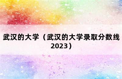 武汉的大学（武汉的大学录取分数线2023）