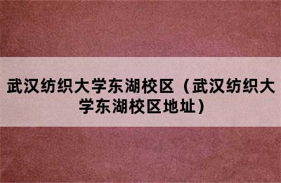 武汉纺织大学东湖校区（武汉纺织大学东湖校区地址）