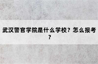 武汉警官学院是什么学校？怎么报考？