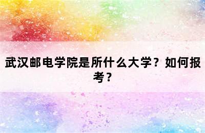 武汉邮电学院是所什么大学？如何报考？