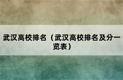 武汉高校排名（武汉高校排名及分一览表）