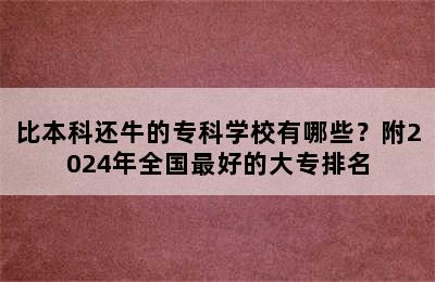 比本科还牛的专科学校有哪些？附2024年全国最好的大专排名