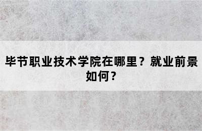 毕节职业技术学院在哪里？就业前景如何？