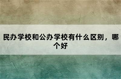 民办学校和公办学校有什么区别，哪个好