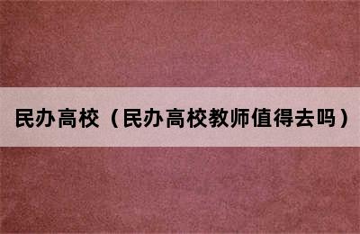 民办高校（民办高校教师值得去吗）