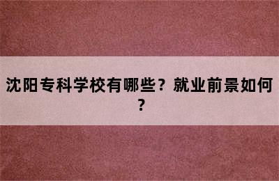 沈阳专科学校有哪些？就业前景如何？