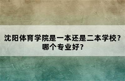 沈阳体育学院是一本还是二本学校？哪个专业好？