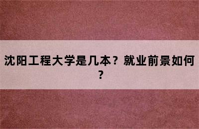 沈阳工程大学是几本？就业前景如何？