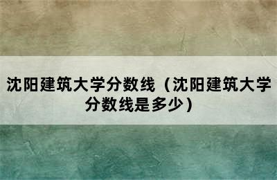 沈阳建筑大学分数线（沈阳建筑大学分数线是多少）