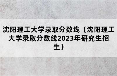 沈阳理工大学录取分数线（沈阳理工大学录取分数线2023年研究生招生）