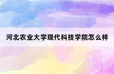 河北农业大学现代科技学院怎么样