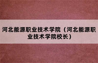 河北能源职业技术学院（河北能源职业技术学院校长）