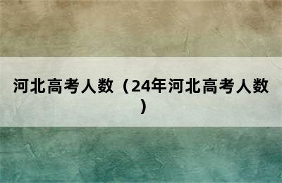 河北高考人数（24年河北高考人数）