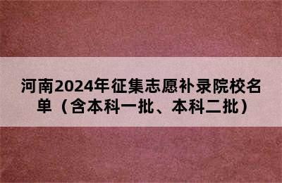 河南2024年征集志愿补录院校名单（含本科一批、本科二批）