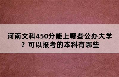 河南文科450分能上哪些公办大学？可以报考的本科有哪些