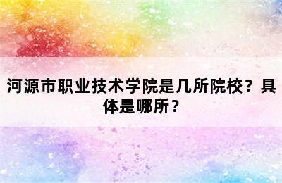 河源市职业技术学院是几所院校？具体是哪所？