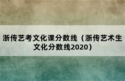 浙传艺考文化课分数线（浙传艺术生文化分数线2020）