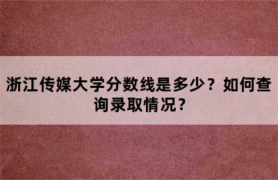 浙江传媒大学分数线是多少？如何查询录取情况？