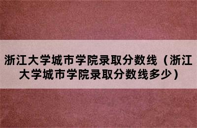 浙江大学城市学院录取分数线（浙江大学城市学院录取分数线多少）