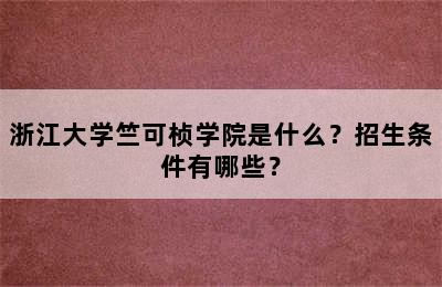 浙江大学竺可桢学院是什么？招生条件有哪些？