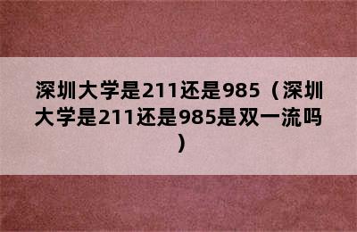 深圳大学是211还是985（深圳大学是211还是985是双一流吗）