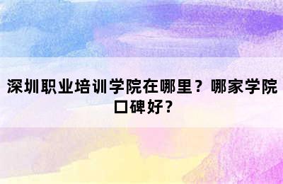 深圳职业培训学院在哪里？哪家学院口碑好？