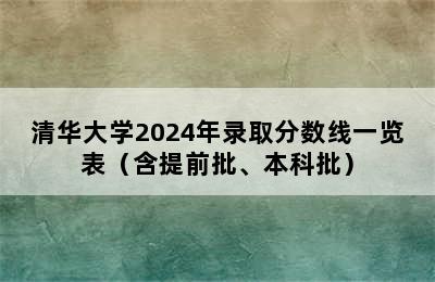 清华大学2024年录取分数线一览表（含提前批、本科批）