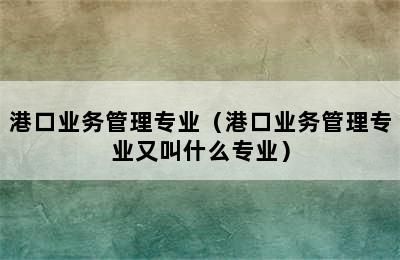 港口业务管理专业（港口业务管理专业又叫什么专业）