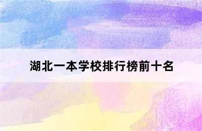 湖北一本学校排行榜前十名