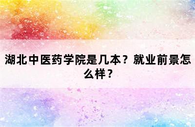 湖北中医药学院是几本？就业前景怎么样？