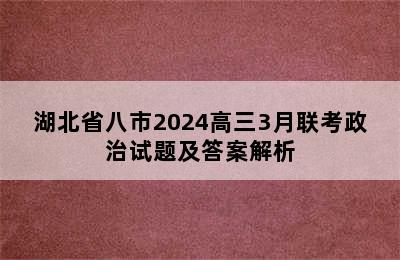 湖北省八市2024高三3月联考政治试题及答案解析