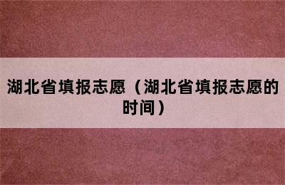 湖北省填报志愿（湖北省填报志愿的时间）