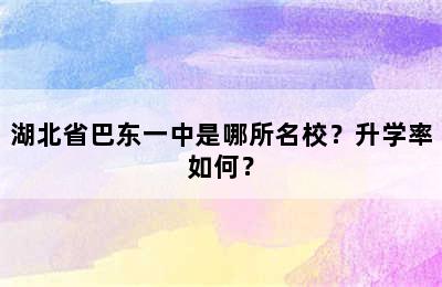 湖北省巴东一中是哪所名校？升学率如何？