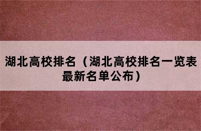 湖北高校排名（湖北高校排名一览表最新名单公布）