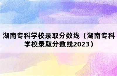 湖南专科学校录取分数线（湖南专科学校录取分数线2023）