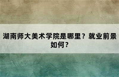 湖南师大美术学院是哪里？就业前景如何？