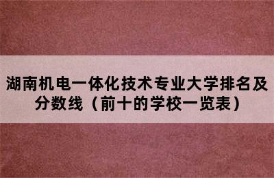 湖南机电一体化技术专业大学排名及分数线（前十的学校一览表）