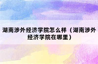 湖南涉外经济学院怎么样（湖南涉外经济学院在哪里）