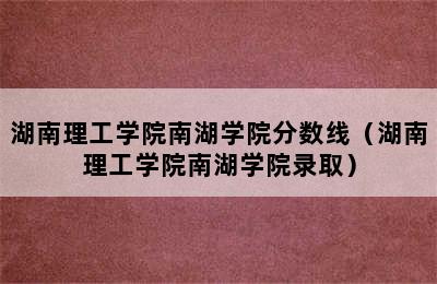 湖南理工学院南湖学院分数线（湖南理工学院南湖学院录取）