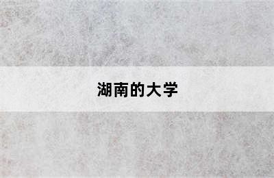 湖南的大学
