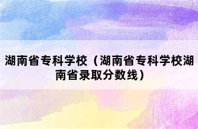 湖南省专科学校（湖南省专科学校湖南省录取分数线）