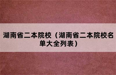 湖南省二本院校（湖南省二本院校名单大全列表）