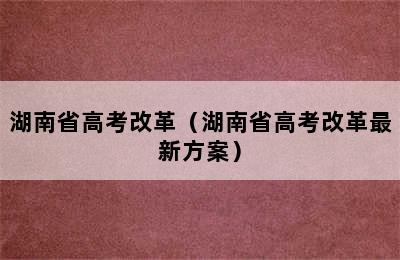 湖南省高考改革（湖南省高考改革最新方案）