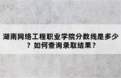 湖南网络工程职业学院分数线是多少？如何查询录取结果？