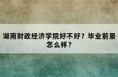 湖南财政经济学院好不好？毕业前景怎么样？