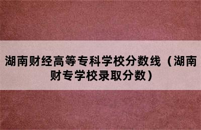 湖南财经高等专科学校分数线（湖南财专学校录取分数）