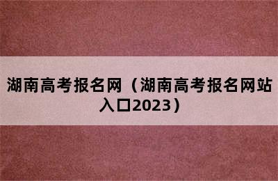 湖南高考报名网（湖南高考报名网站入口2023）